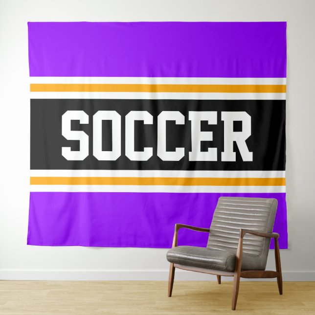 Tenture SOCCER Athlète Violet clair Noir Jaune rayures (En situation (horizontale))