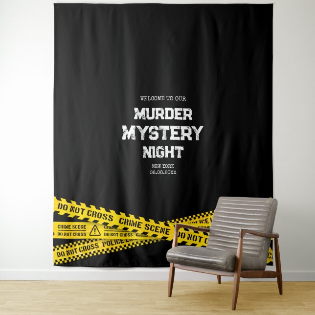 Tenture Soirée mystère de meurtre avec rubans de police ja (En situation)