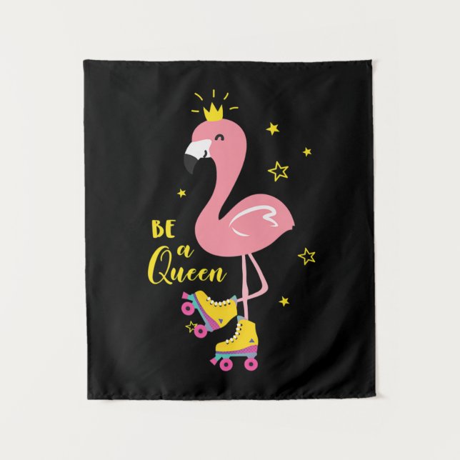 Tenture Sois une Reine Flamingo Rose Skate Roller Femmes F (Devant)