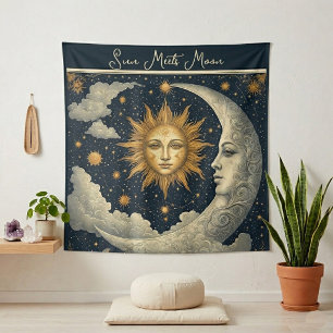 Tenture Soleil Céleste Rencontre Zodiaque Lune Cosmos Spir