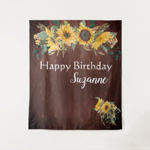 Tenture Soleil de campagne rustique Tournesol Joyeux Anniv