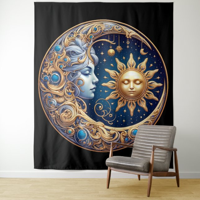 Tenture Soleil et Lune Célestes  (En situation)