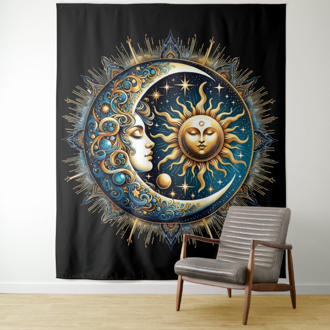 Tenture Soleil et Lune Célestes (En situation)