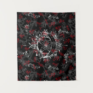 Tenture Soleil et Lune, Wicca, Sorcière, Pagan, Halloween