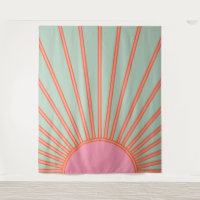 Soleil Lever Vert Et Rose Abstrait Retro Soleil