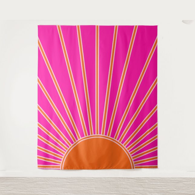 Tenture Soleil Sunrise Hot Rose Et Orange Preppy Sunshine (Devant)