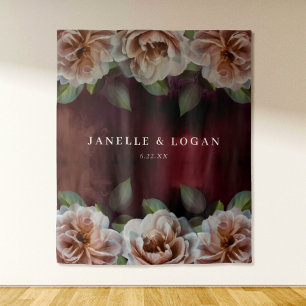 Tenture Sombre + Moody Rustic Floral Mariage Arrière-plan