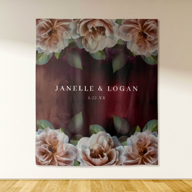 Tenture Sombre + Moody Rustic Floral Mariage Arrière-plan (Créateur téléchargé)