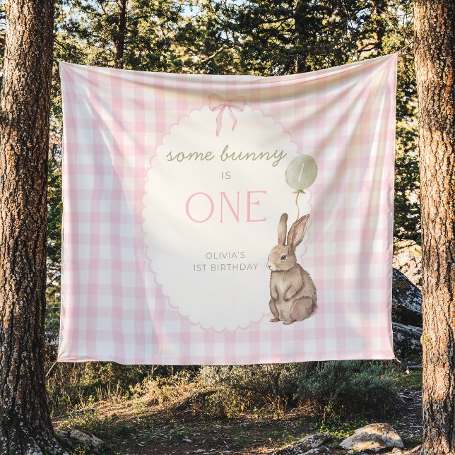 Tenture Some Bunny is One Birthday Personalized Banner  (Créateur téléchargé)