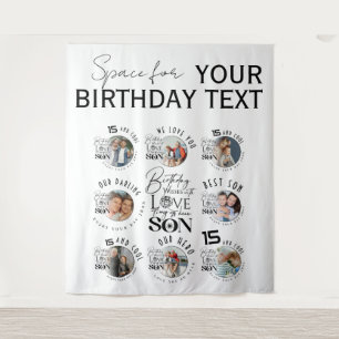 Tenture Son Anniversaire 8 Collage Photo Typographie