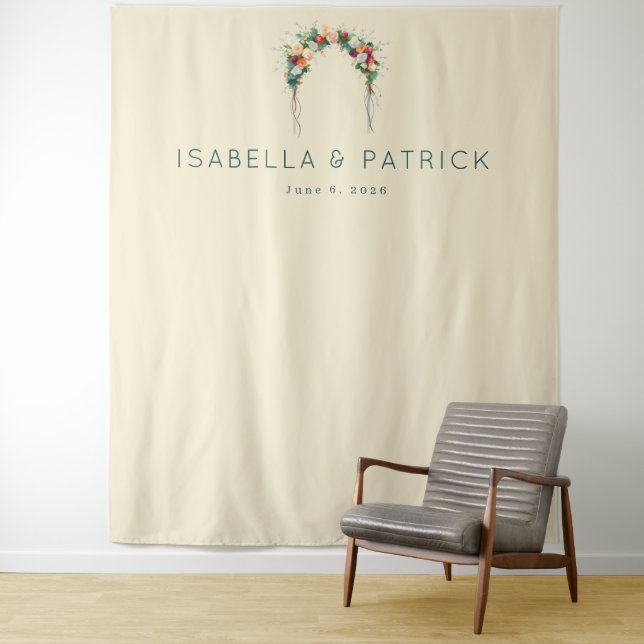 Tenture Sophisticated Beige Floral Arch (En situation)