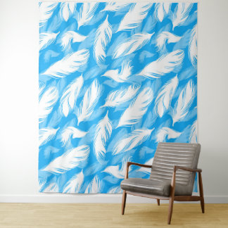 Tenture Sophisticated Feather Design On A Bright Blue 