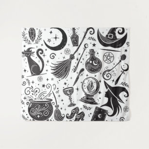 Tenture Sorcière magique Whimsical Wiccan Pagan