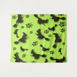 Tenture Sorcière volante parmi les étoiles à Halloween nui