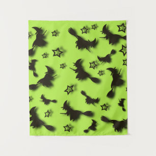 Tenture Sorcière volante parmi les étoiles à Halloween nui