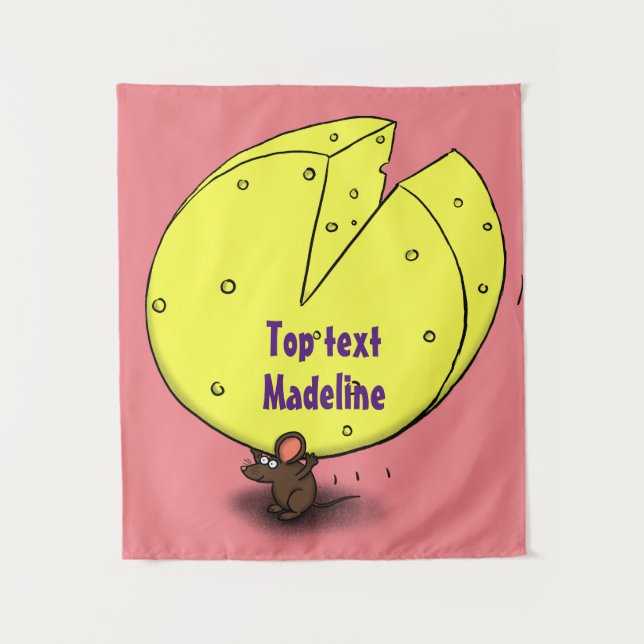 Tenture Souris mignonne avec dessin animé au fromage (Devant)