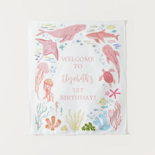 Tenture Sous la mer Rose Ocean Aniamls Anniversaire