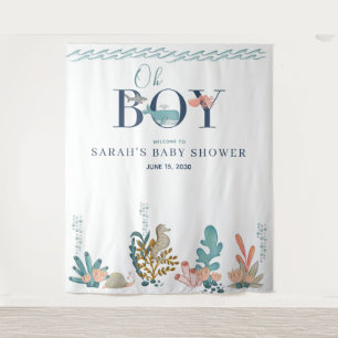 Tenture Sous l'eau bleue aquarelle Oh Garçon Baby Shower