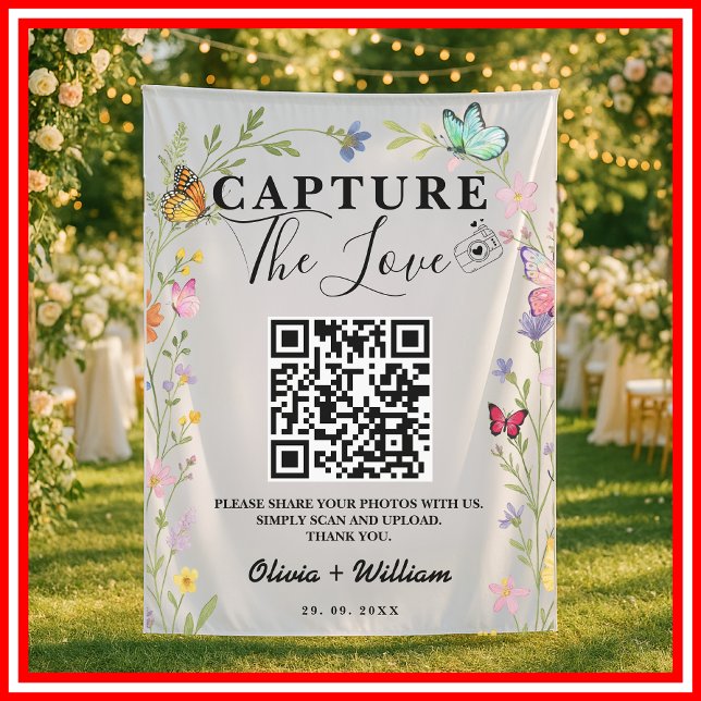 Tenture Souvenir de Fleur Sauvage | Code QR 'Capturez l'Am (Créateur téléchargé)