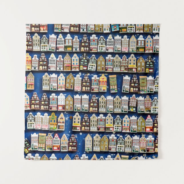 Tenture souvenirs hollandais, scène de rue à Amsterdam. (Devant)