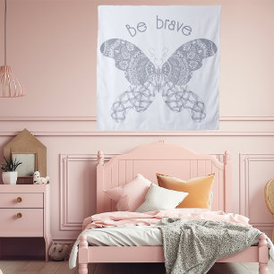 Tenture Soyez courageux Papillon bleu Boho