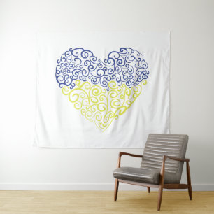 Tenture Spiral tourbillons mehandi coeur drapeau ukrainien