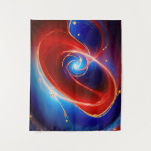 Tenture Spirale cosmique rouge et bleue