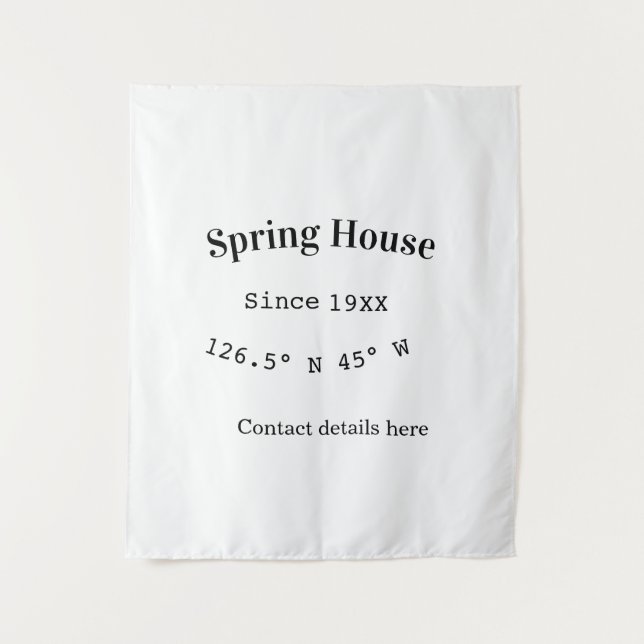 Tenture Spring house ets. Date year custom coordinates add (Devant)