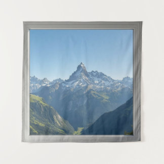Tenture Square Window with Views of the Swiss Alps