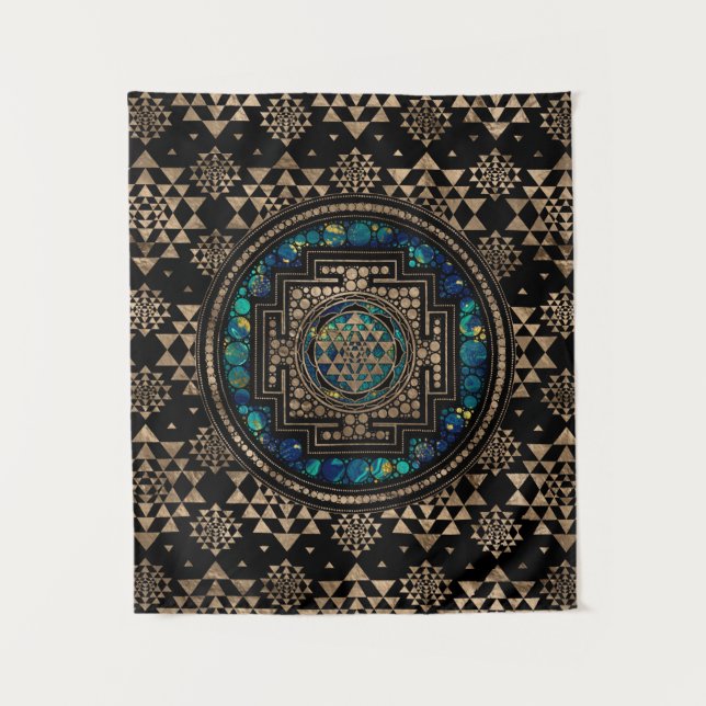 Tenture Sri Yantra/marbre et or de Sri Chakra (Devant)