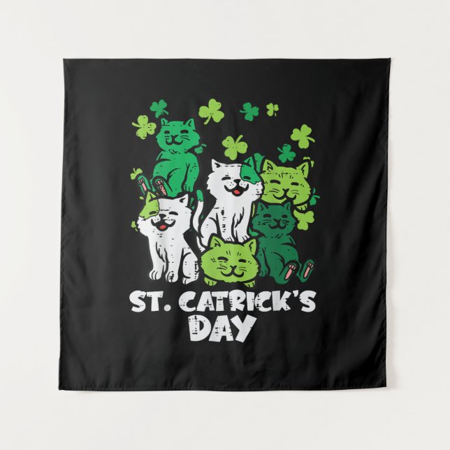 Tenture St Patricks Catricks Day Cats Saint Pattys (Devant)