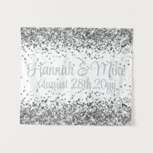 Tenture Stand de photo de mariage personnalisé blanc et ar