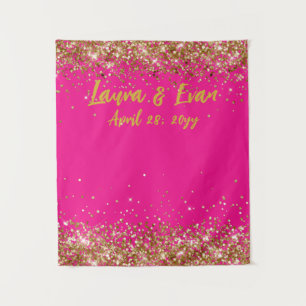 Tenture Stand de photo de mariage personnalisé Fuchsia et