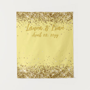 Tenture Stand de photo de mariage personnalisé jaune et or
