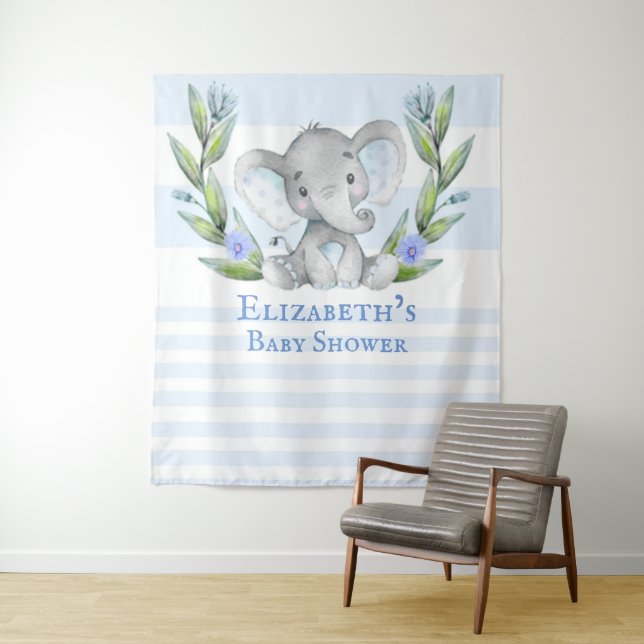 Tenture Stand de photobooth pour Baby Shower éléphant mign (En situation)
