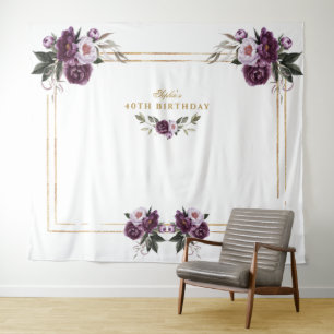Tenture Stand photo booth 40e anniversaire Fleurs roses vi