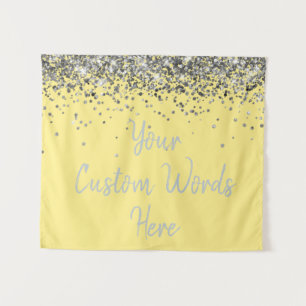 Tenture Stand photo Booth Anniversaire Jaune Pâle et Argen
