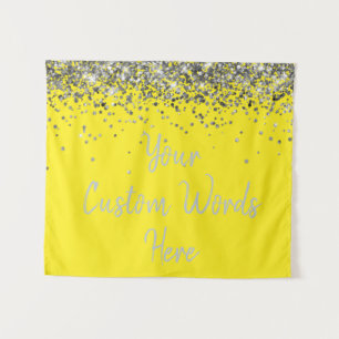 Tenture Stand photo personnalisé jaune et argent pour anni