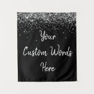 Tenture Stand photo personnalisé noir et argent pour fête