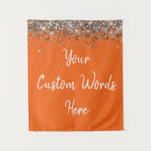 Tenture Stand photo personnalisé Orange & Argent pour fête