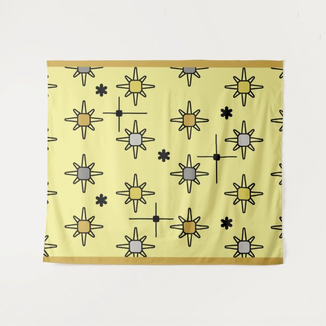 Tenture Starburts Ciel Atomique gris Jaune (Devant (Horizontal))