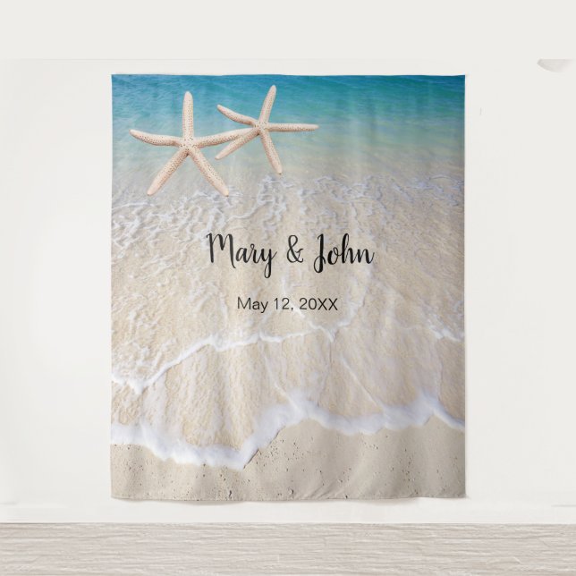 Tenture Starfish Beach Wedding Photo Contexte (Devant)