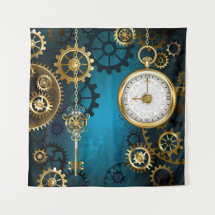 Tenture Steampunk Arrière - plan turquoise avec Gears