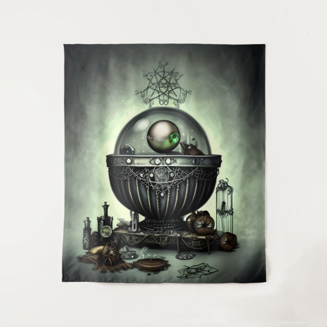Tenture Steampunk Ornate Cauldron et articles magiques sur (Devant)