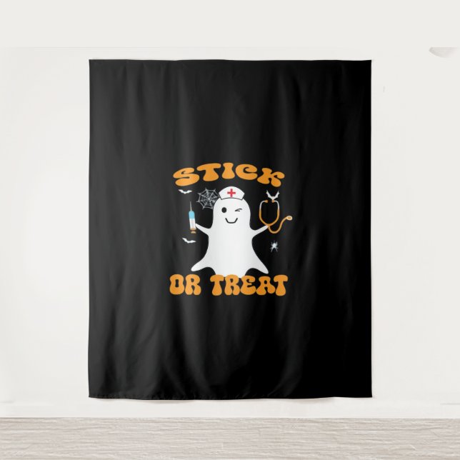 Tenture Stick ou Treat Nurse Funny Halloween Costume Essen (Devant)