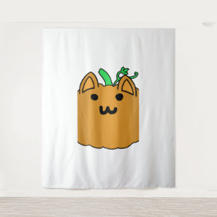 Tenture Sticker Halloween Citrouille Chat