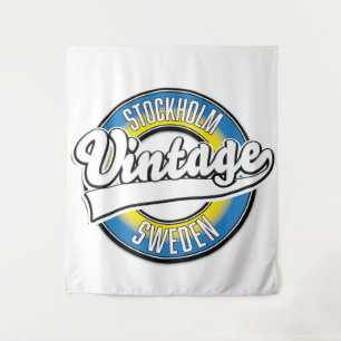 Tenture Stockholm Suède logo vintage Affiche