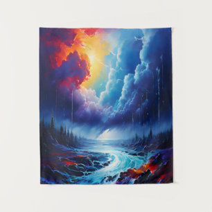 Tenture Stormy Sky Abstraite River Paysage Art