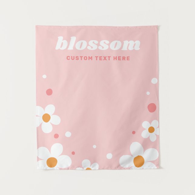 Tenture Strawberry blossom retro font pink banner (Devant)