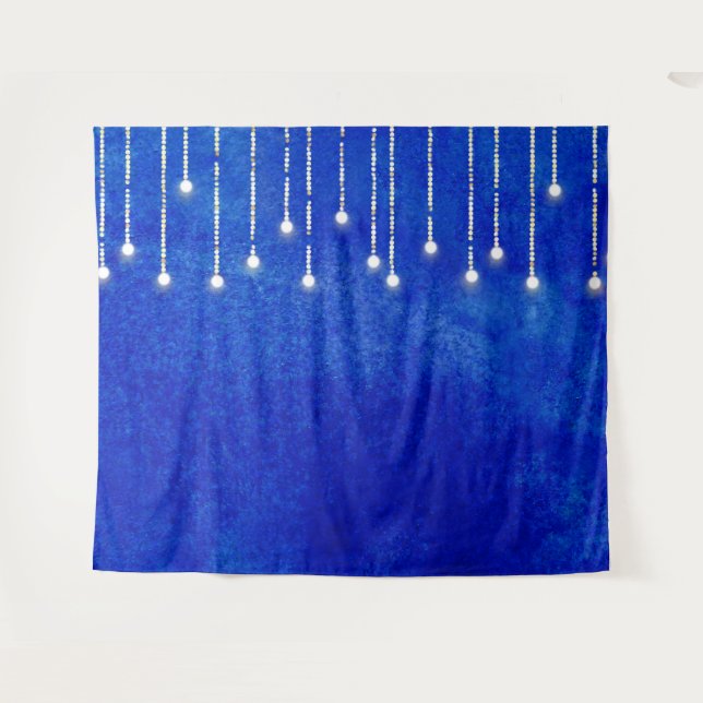 Tenture String Lights Blue Christmas Photo Boite fond (Devant (Horizontal))